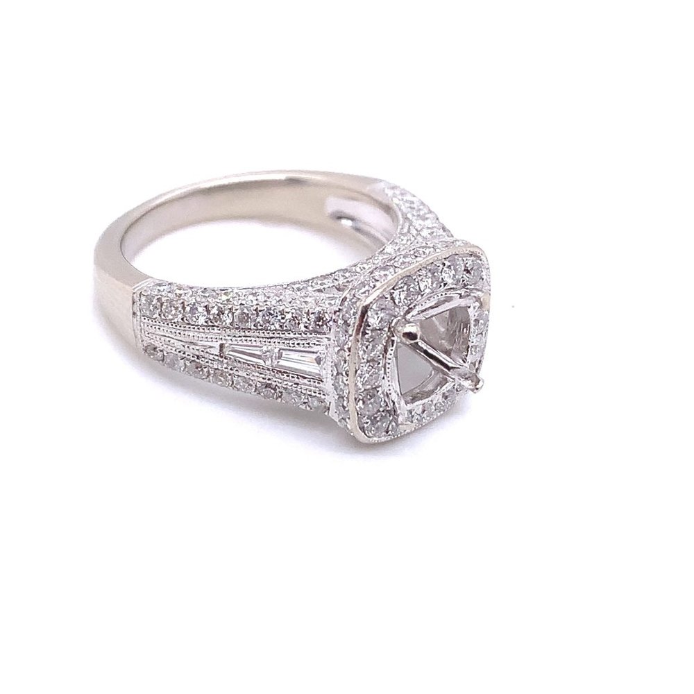 14k Solid White Gold Diamond Ring Mounting - image 2
